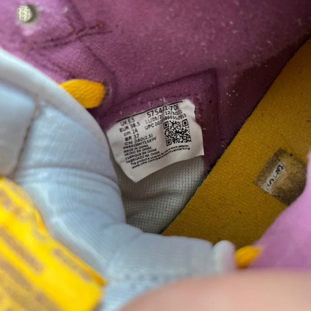 Nike‎ Air Jordan 1 High Kids Yellow Purple White Sneakers Youth
